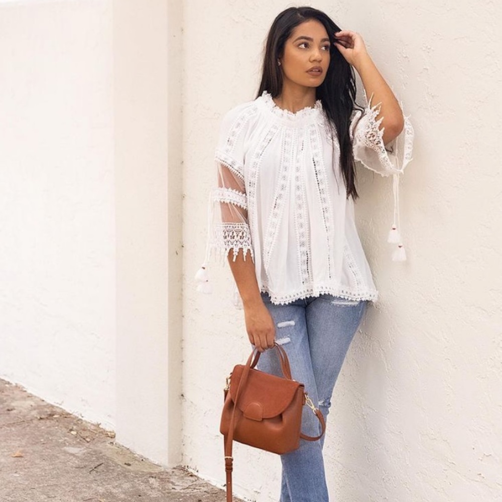 White Vici Lace Embroidered Blouse